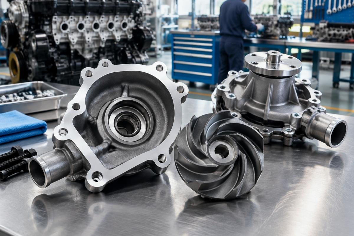Aftermarket Water Pump for Deutz D2.9 TD2.9 TCD2.9 engine rebuild showing impeller and housing